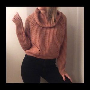 MOON & MADISON Cocoa Knit Cowl Neck Sweater